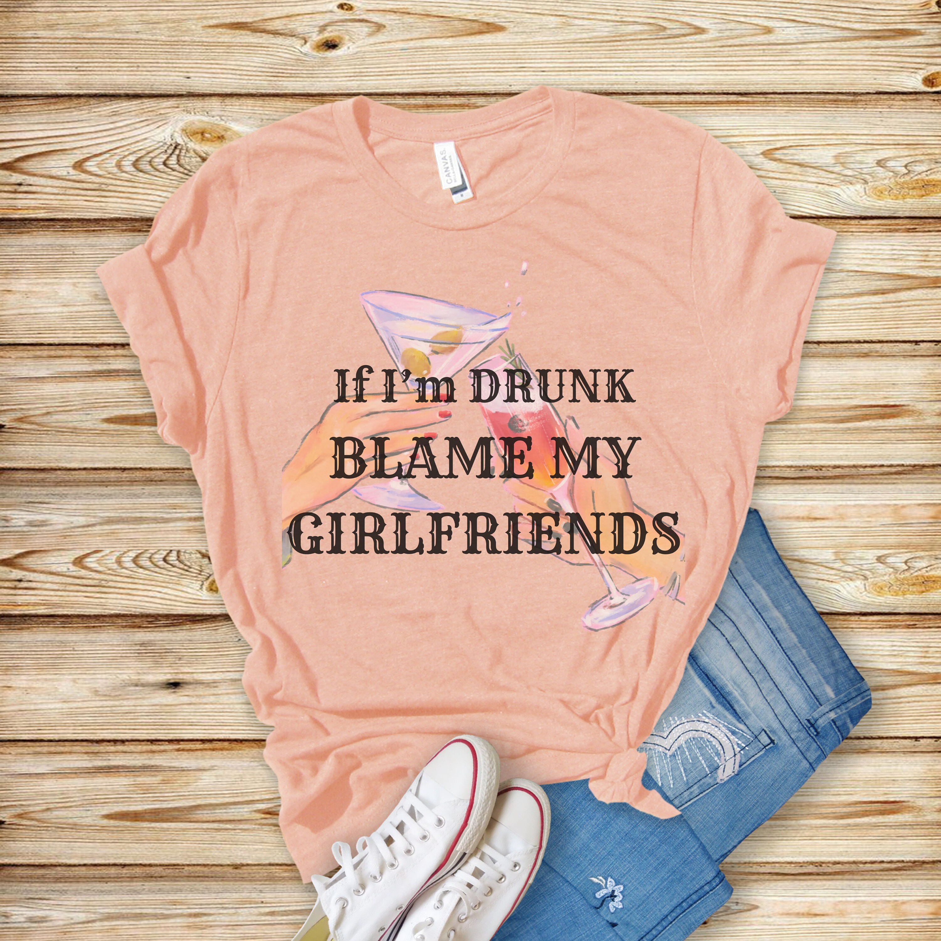 Funny Sayings Tee, Drunk Girlfriends,  Girls Night Bella Canvas Unisex Jersey Short Sleeve Tee, Bachelorette Group Tee