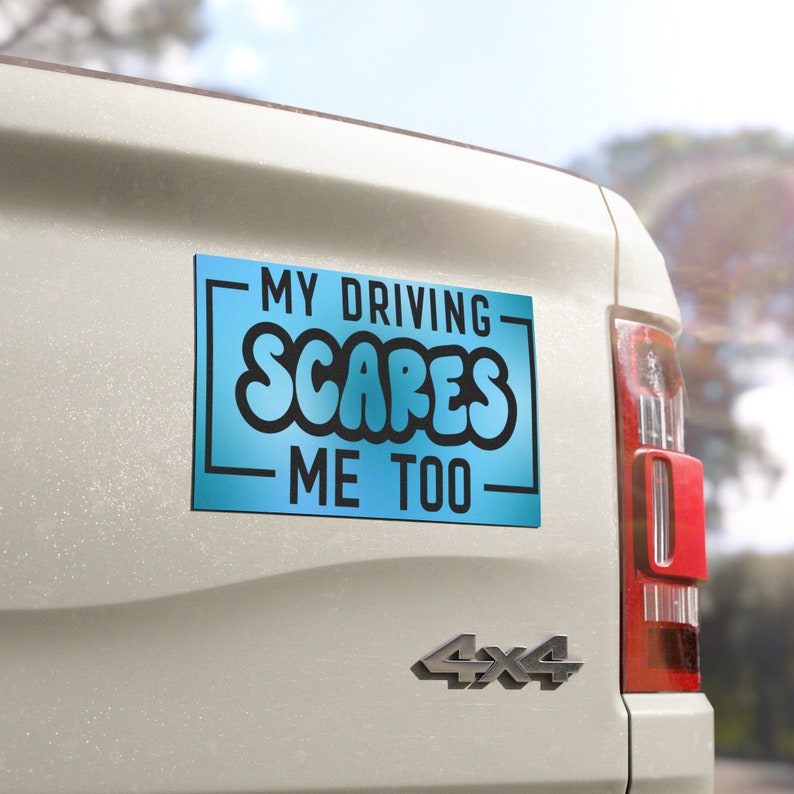 Funny 'My Driving Scares Me Too' Vinyl Decal - 7.5x3 Inch White NOK Sticker For Cars & Laptops