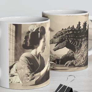 Kaiju Tea Party Showdown, tazza da caffè Epic Geisha incontra Godzilla immagine 1