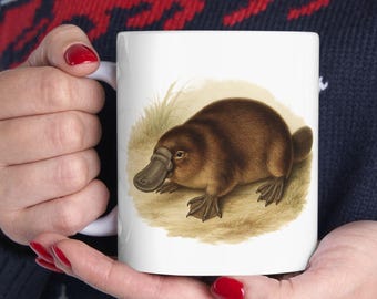 Taza de ornitorrinco y equidna, colección completa de monotremas, estilo John Gould, gran australiano, regalo único para amantes de la vida silvestre