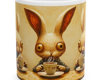 Taza de café con forma de conejito, linda taza de té con forma de conejo para amantes de los animales, divertida vajilla para té o chocolate caliente, regalo único