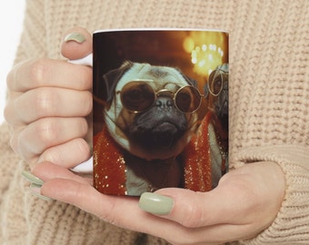 Taza Pug, años 80, fiesta en casa, elegante, moda, perros, diversión, artículos de regalo