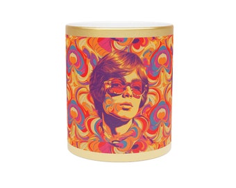 Psychedelic 1960s Paisley Fashion Golden Mug