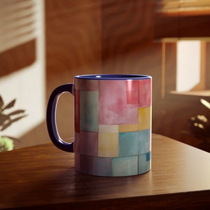 Pastel grid mug, kitchen collection, mondrian, artistic, great gift.