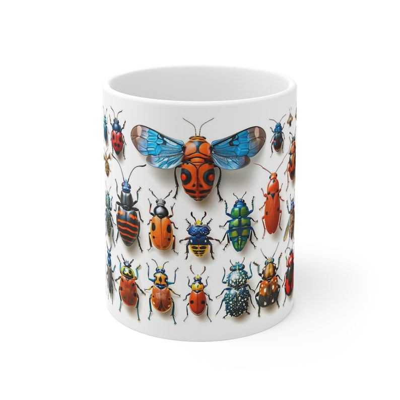 Buggy Brew Mug, Colorful Insect Illustrations, Entomologist's Delight! image 1