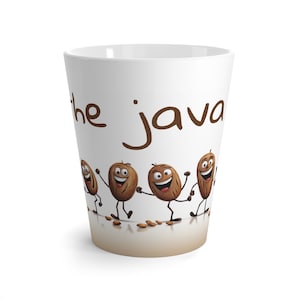 Java Jive Latte Mug, taza de café divertida, dibujos animados, amantes de la danza, amantes de la música, regalos para él, regalos para ella, taza de café caprichosa