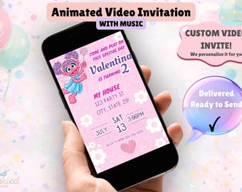 Abby Cadabby Geburtstagseinladung, Sesamstraße Video einladen, kundenspezifische Kindergeburtstag einladen, personalisierte animierte Einladung, Mädchen Geburtstag