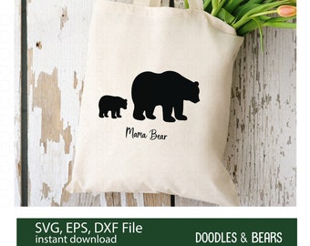 Mama Bear Cub Silhouette SVG, Mother's Day Cricut (Digital File)