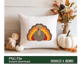 Thanksgiving Turkey PNG, Sublimation Design (Digital File)