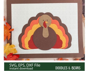 Thanksgiving Turkey Card SVG, Paper Cut File (Digital Download)