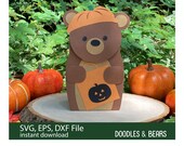 Halloween Treat Box SVG, Pumpkin Bear Treat Box, Halloween Gift Box, Halloween Party Favor SVG, Classroom Halloween Favors, Candy Box SVG