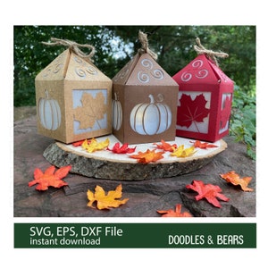 Fall Maple Leaf And Pumpkin Lanterns SVG Bundle, 3 Lantern Designs, Digital file Cricut and Silhouette, Thanksgiving Leaf Pumpkin Lanterns