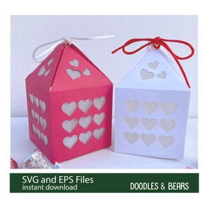 Valentinstag Herzen Laterne SVG und EPS, Hochzeit, Cricut und Silhouette, Valentinstag Papierschnittdatei, 3D Laterne, Papierlaterne