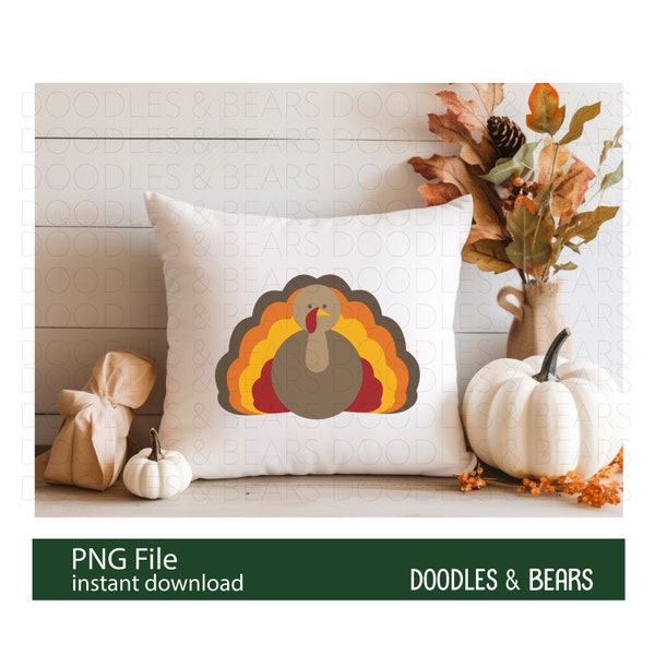 Thanksgiving Turkey PNG, Digital file for Sublimation, Fun Turkey Design, Colorful Thanksgiving Turkey for Baby, Mugs, Dish Towels, Pillows