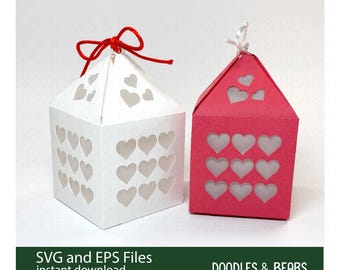 Valentinstag-Laterne SVG und EPS, Herz-Laterne-Papierschnittdatei für Cricut und Silhouette, 3D-Laterne, Papierlaterne (digitaler Download)