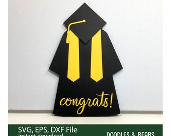 Graduation Gift Card Holder SVG, Cap and Gown Gift Card Holder Template (Digital Download)