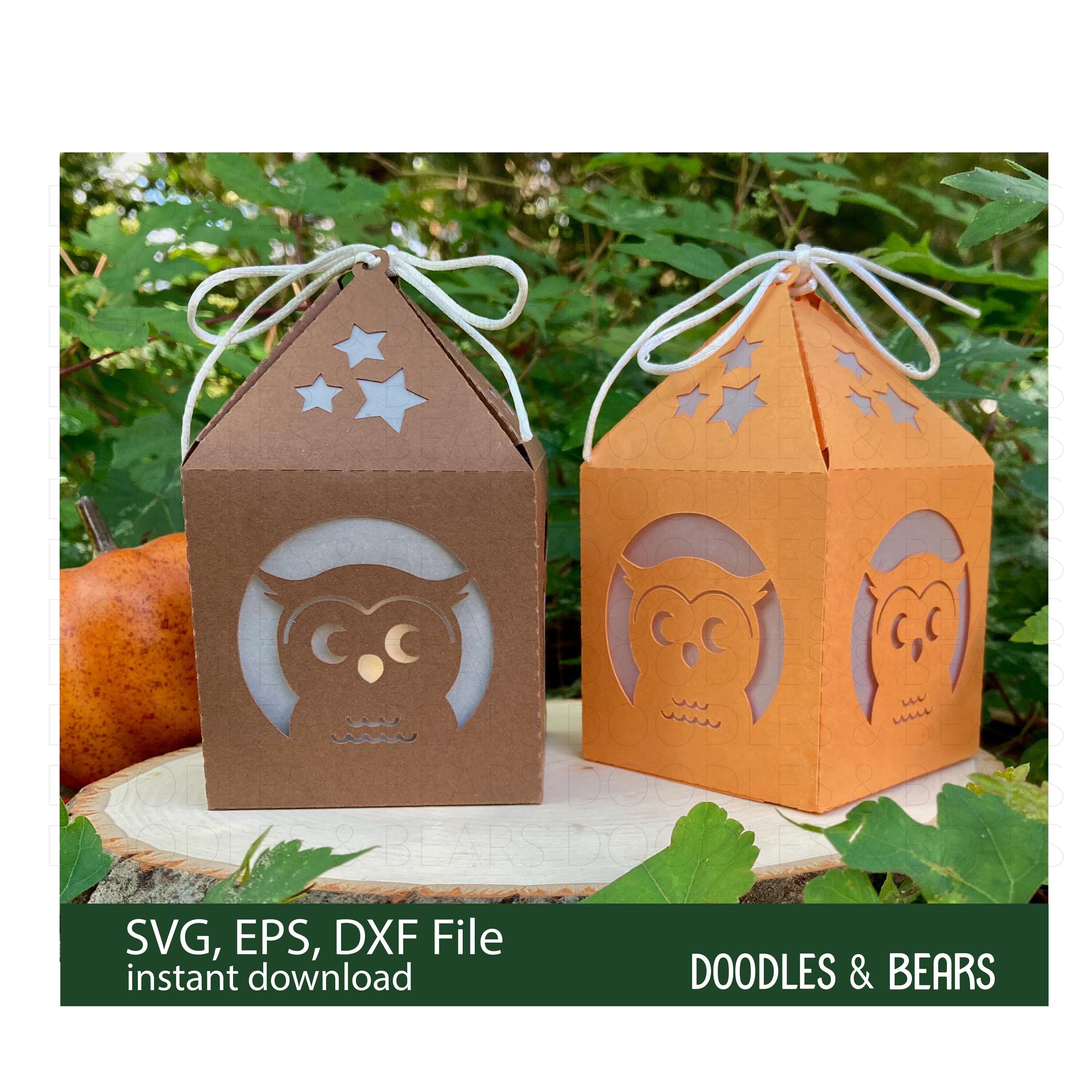 Owl Halloween Lantern, Cute Owl Fall Lantern, Autumn Owl Lantern SVG, Digital Cricut and Silhouette 