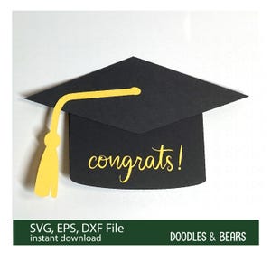 Graduation Gift Card Holder SVG - A graduation cap with tassel and congrats make the front of this gift card holder. This design is an envelope that holds a gift card securely when closed. For use with a Cricut or Silhouette cutting machine.  Digital download SVG, EPS.