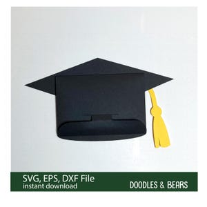 Graduation Gift Card Holder SVG - A graduation cap with tassel and congrats make the front of this gift card holder. This design is an envelope that holds a gift card securely when closed. For use with a Cricut or Silhouette cutting machine.  Digital download SVG, EPS.