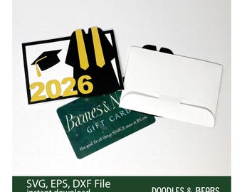 2026 Graduation Gift Card Holder SVG, Cap and Gown (Digital Download)