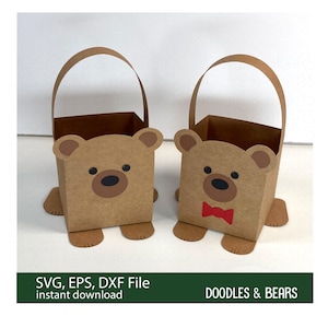 Teddybär-Geburtstags-Party Bevorzugungs-Tasche, Teddybär Favor SVG, Teddybär-Picknick-Geburtstag, Teddybär-Babyparty SVG, Teddybär Favor Bag