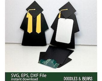 Graduation Gift Card Holder SVG, 2026 Cap and Gown Paper Cut File Template (Digital Download)