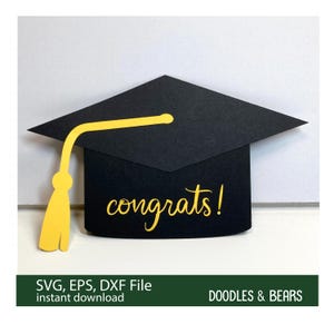 Graduation Gift Card Holder SVG - A graduation cap with tassel and congrats make the front of this gift card holder. This design is an envelope that holds a gift card securely when closed. For use with a Cricut or Silhouette cutting machine.  Digital download SVG, EPS.
