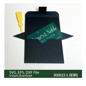 Graduation Gift Card Holder SVG - A graduation cap with tassel and congrats make the front of this gift card holder. This design is an envelope that holds a gift card securely when closed. For use with a Cricut or Silhouette cutting machine.  Digital download SVG, EPS.