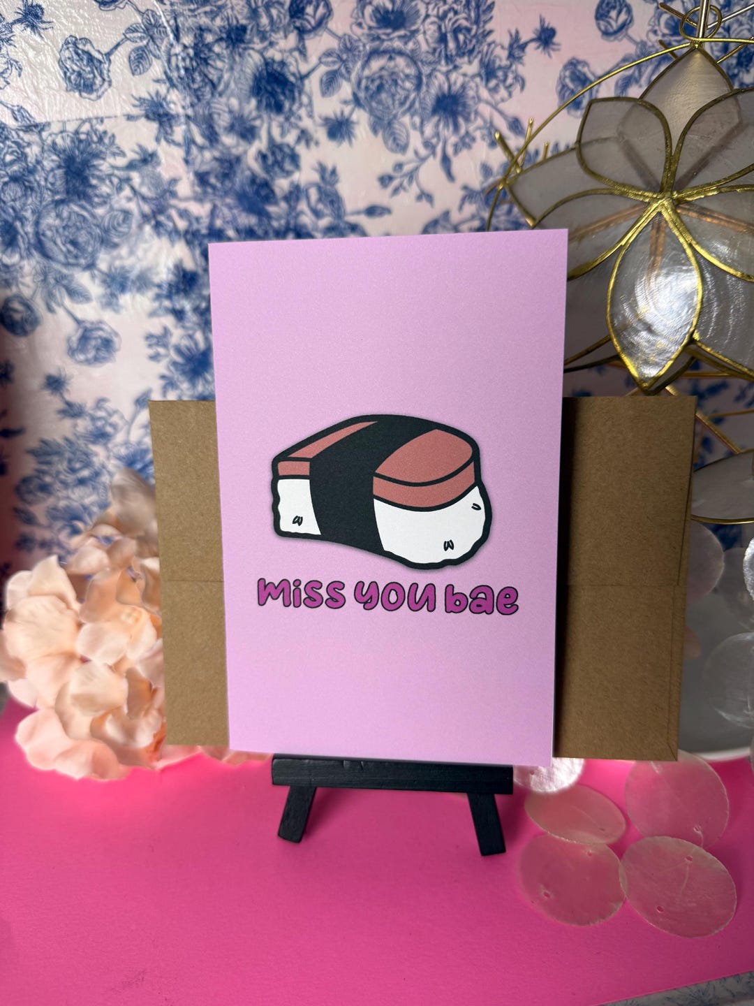 Miss You Bae Musubi Babe Greeting Card With Brown Envelope - Etsy