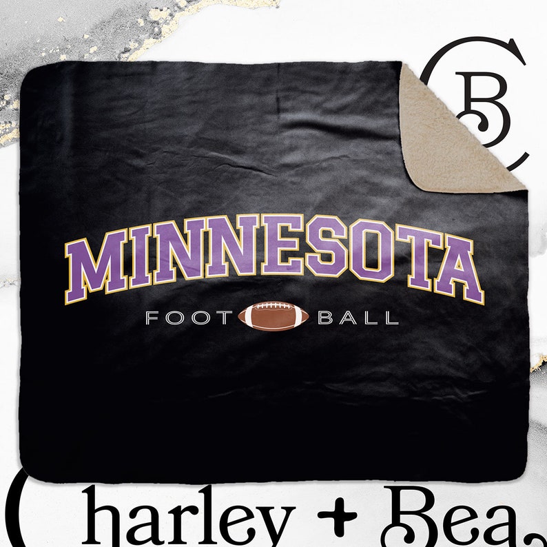 Minnesota Football Sports Blanket, Soft Cozy Minky or Sherpa Fleece