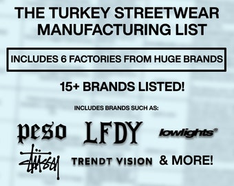 Lista de fabricación de ropa urbana de Turquía Fabricante de ropa Fabricante de moda Lista en PDF Peso Estudios de iluminación baja Stüssy