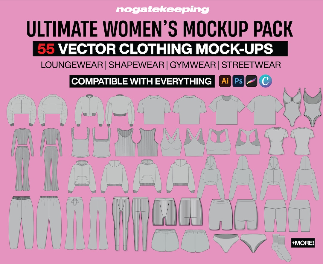 Ultimate Women's Fashion Design Mockup Pack - 55 Editable Templates for ...