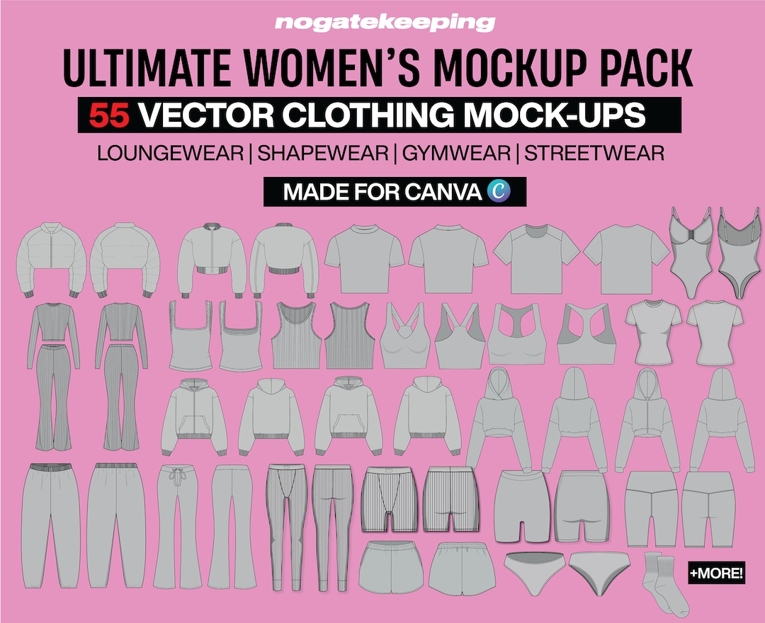 Ultimate Women's Fashion Design Mockup Pack 55 Editable Templates for