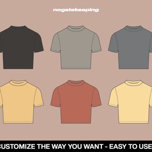 Puede incluir: Seis crop tops de cuello alto en diferentes colores: negro, gris, beige, amarillo, rojo y amarillo claro. Debajo de las im&aacute;genes se escribe "CUSTOMIZE THE WAY YOU WANT - EASY TO USE!"