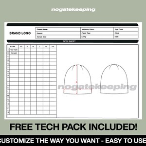 Streetwear Beanie Hat Pack Fashion Sketch Vector Mock Up Template + Free Vector Tech Pack Instant Download Photoshop Illustrator ProCreate image 5