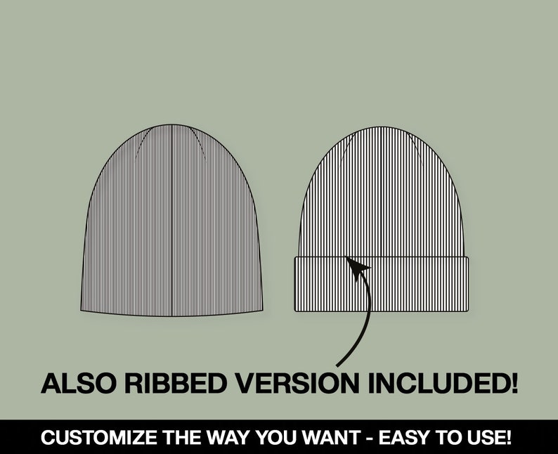 Streetwear Beanie Hat Pack Fashion Sketch Vector Mock Up Template + Free Vector Tech Pack Instant Download Photoshop Illustrator ProCreate image 4