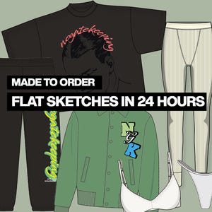 Ropa de calle personalizada, ropa de estar por casa, fajas, ropa de moda, bocetos técnicos planos para diseñadores y marcas: hechos a pedido, entrega en 24 horas