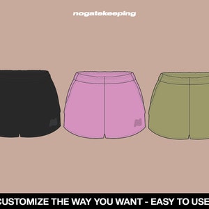 Puede incluir: Tres pares de pantalones cortos para mujer en negro, rosa y verde. Los pantalones cortos tienen una cintura con cord&oacute;n y un ajuste holgado. El texto "nogatekeeping" aparece en la parte superior de la imagen. El texto "CUSTOMIZE THE WAY YOU WANT - EASY TO USE!" aparece en la parte inferior de la imagen.
