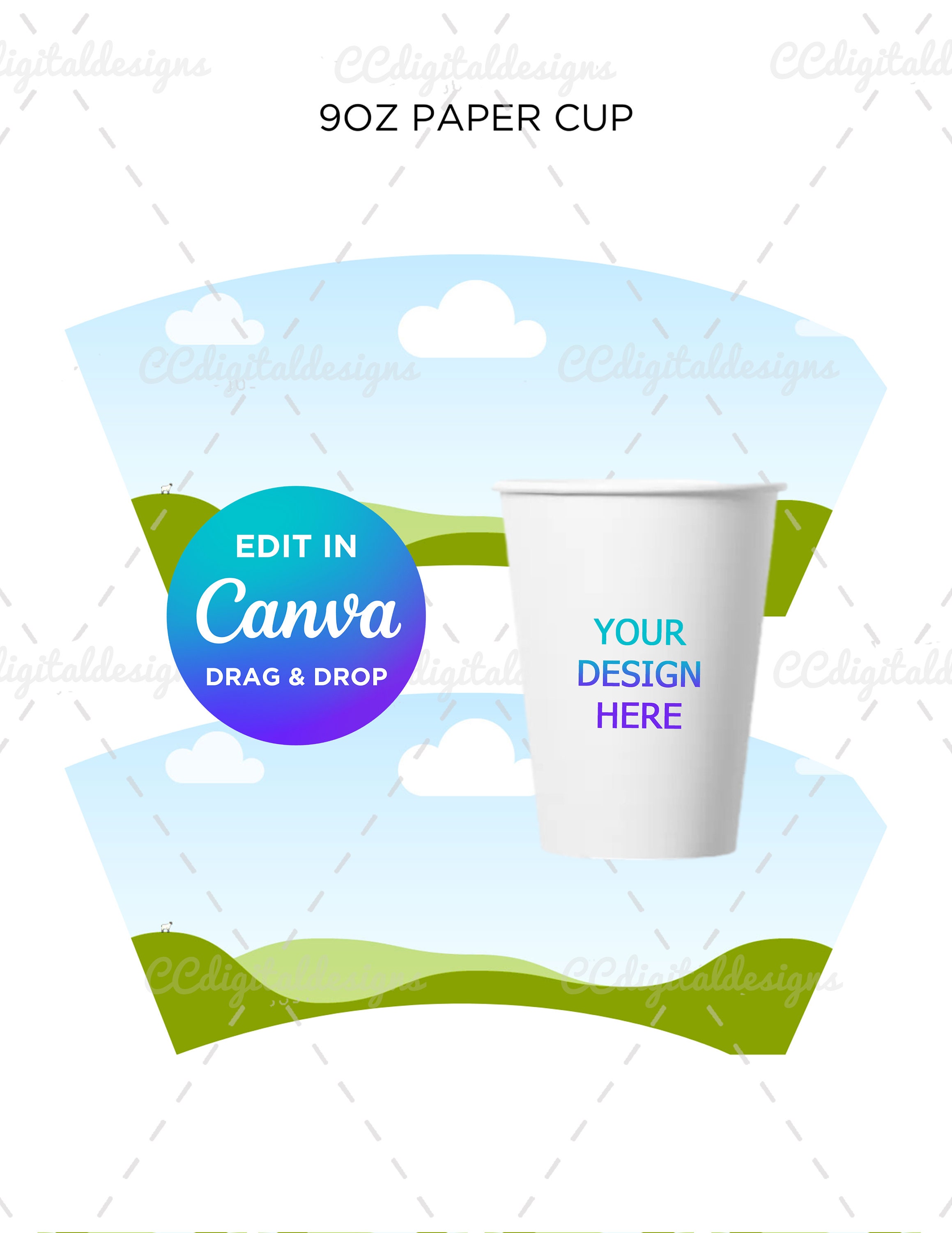 Paper Cup 9oz Template - Etsy