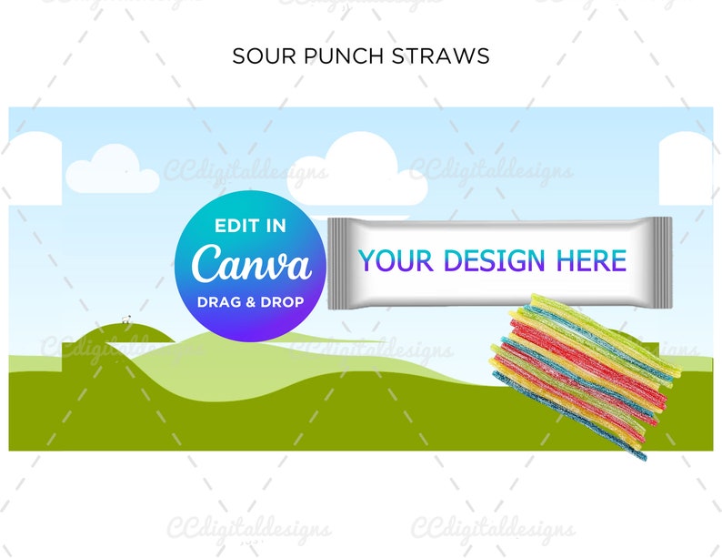 Sour Punch Straws Template - Etsy