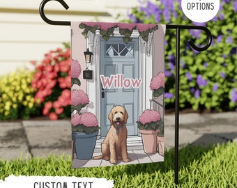 Personalisierte Goldendoodle Garten Flagge,Benutzerdefinierte Hunde Flagge,Goldendoodle Besitzer Geschenk,Doodle Mama Geschenk,Doodle Papa Geschenk,Geschenk für Goldendoodle Besitzer