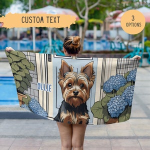 Personalized Yorkshire Terrier Beach Towel,Custom Yorkie Pool Towel,Yorkie Owner Gift,Yorkshire Terrier Mom Gift,Yorkie Dad Gift,Yorkie Gift