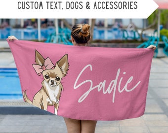 Personalized Chihuahua Dog Beach Towel,Custom Chihuahua Pool Towel,Chihuahua Owner Gift,Chihuahua Mom Gift,Chihuahua Dad Gift