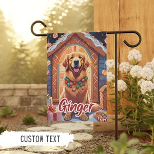 Bandeira de Natal personalizada para Golden Retriever, bandeiras de jardim para cães, presentes para Golden Retriever, presente de inverno personalizado para animais de estimação, decoração para áreas externas para cães, presente para mães de cães