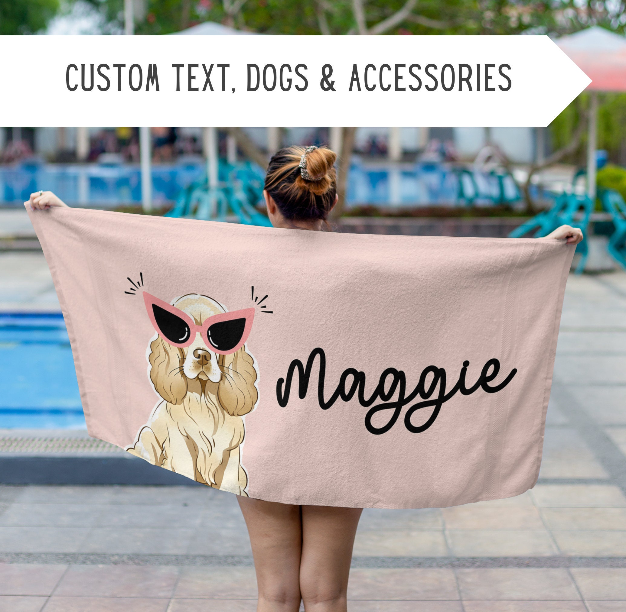 Personalized Cocker Spaniel Beach Towel,custom Cocker Spaniel Pool