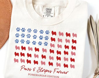 Paws and Stripes Pomeranian American Flag Shirt,Patriotic Pomeranian Tee,4th of July Pomeranian Lover T-shirt Pomeranian Mom tShirt