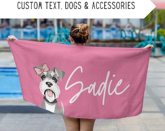 Personalized Schnauzer Beach Towel,Custom Miniature Schnauzer Pool Towel,Schnauzer Owner Gift,Schnauzer Mom Gift,Mini Schnauzer Dad Gift