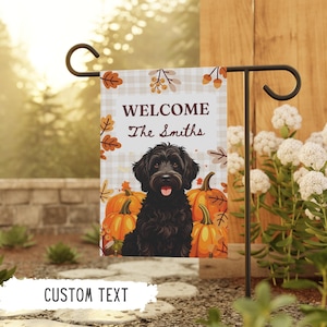 Personalized Goldendoodle Halloween Flag Dog Garden Flags Labradoodle Gifts Fall Custom Pet Gift Doodle Dog Outdoor Decor Goldendoodle Gift