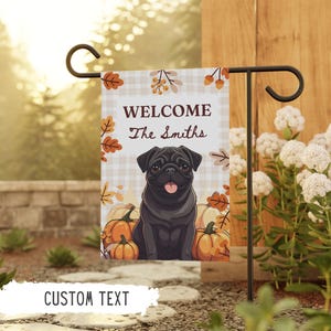 Personalized Pug Halloween Flag Miniature Pug Garden Flags Pug Gift Fall Custom Pet Gift Dog Mom Outdoor Sign Yard Decor Pug Owner Gifts