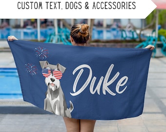 Personalized Schnauzer Beach Towel,Custom Miniature Schnauzer Pool Towel,Schnauzer Owner Gift,Schnauzer Mom Gift,Mini Schnauzer Dad Gift